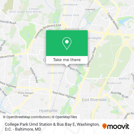 Mapa de College Park Umd Station & Bus Bay E