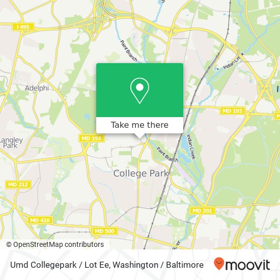 Umd Collegepark / Lot Ee, Paint Branch Dr map