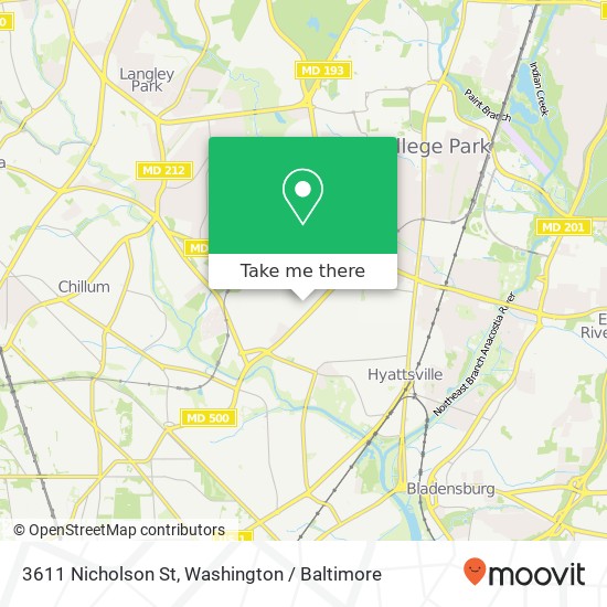 Mapa de 3611 Nicholson St, Hyattsville, MD 20782