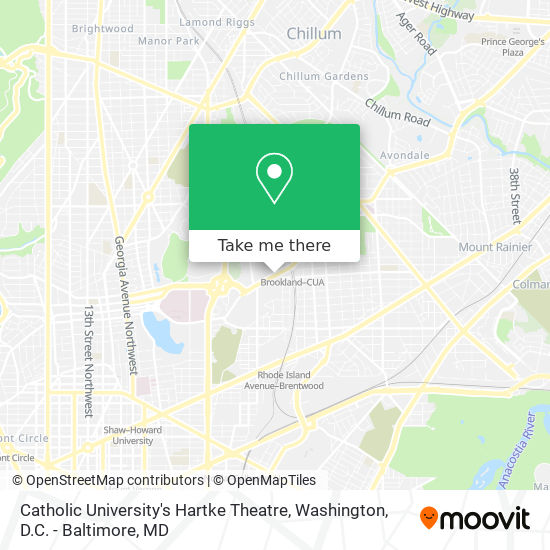 Catholic University's Hartke Theatre map