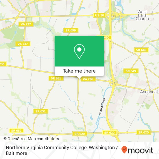 Mapa de Northern Virginia Community College, 4001 Wakefield Chapel Rd