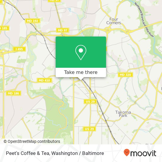 Peet's Coffee & Tea, 1316 East-West Hwy map