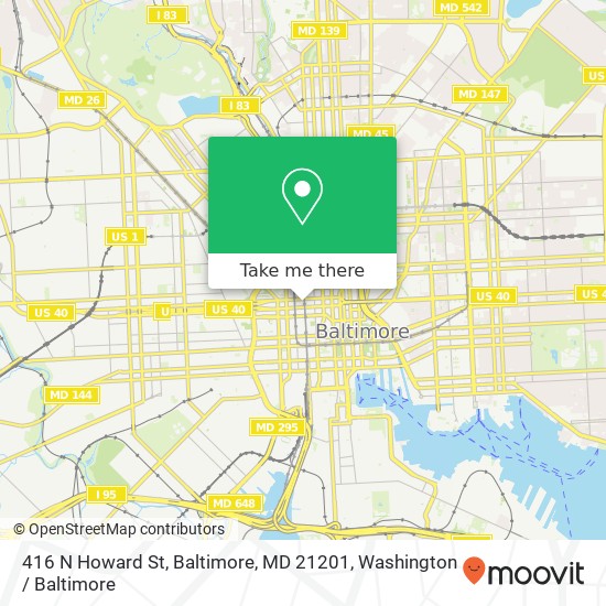 Mapa de 416 N Howard St, Baltimore, MD 21201