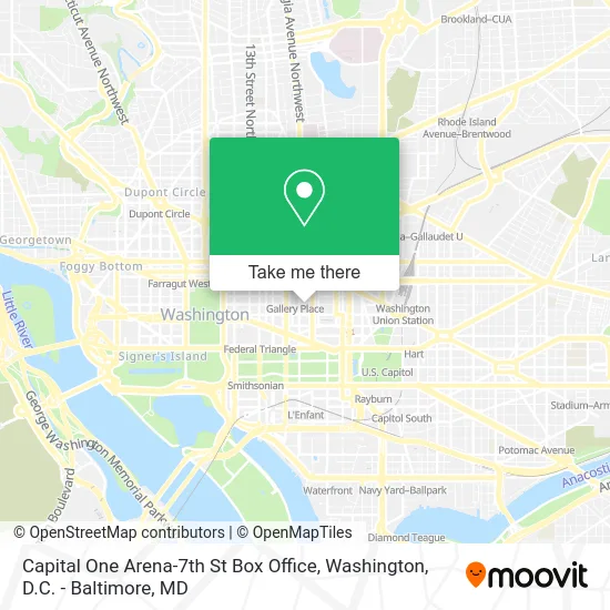 Capital One Arena-7th St Box Office map
