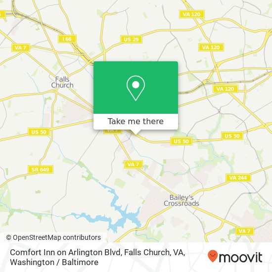 Mapa de Comfort Inn on Arlington Blvd, Falls Church, VA, 6111 Arlington Blvd