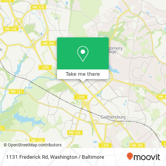 Mapa de 1131 Frederick Rd, Gaithersburg, MD 20879