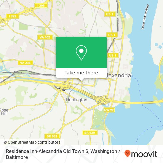 Mapa de Residence Inn-Alexandria Old Town S, 2345 Mill Rd