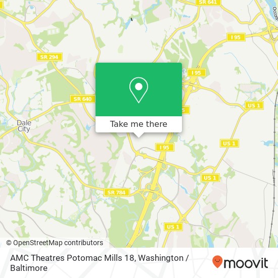 Mapa de AMC Theatres Potomac Mills 18