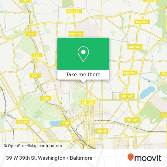 Mapa de 39 W 39th St, Baltimore, MD 21218