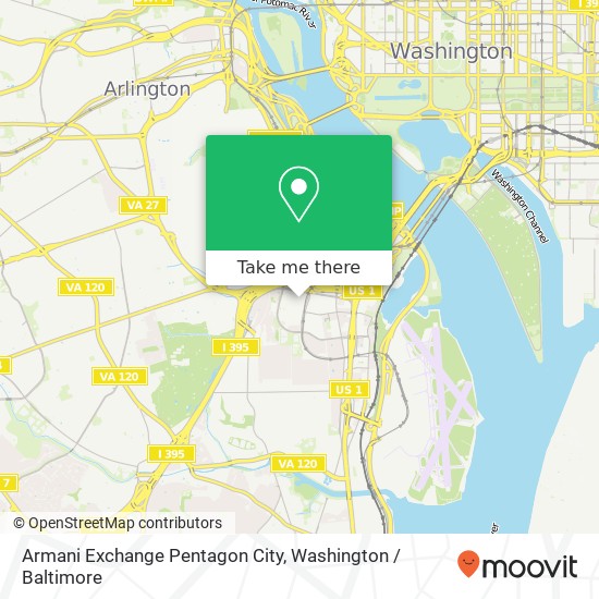 Mapa de Armani Exchange Pentagon City, 1100 S Hayes St
