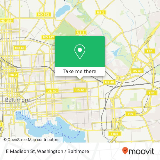 Mapa de E Madison St, Baltimore, MD 21205