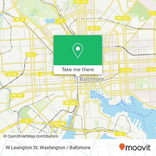 Mapa de W Lexington St, Baltimore, MD 21201