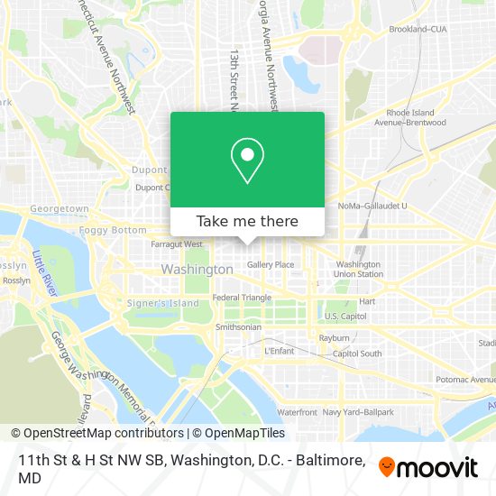 11th St & H St NW SB map