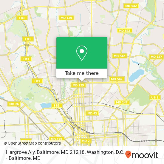 Mapa de Hargrove Aly, Baltimore, MD 21218