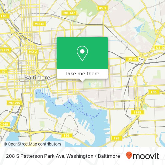 Mapa de 208 S Patterson Park Ave, Baltimore, MD 21231