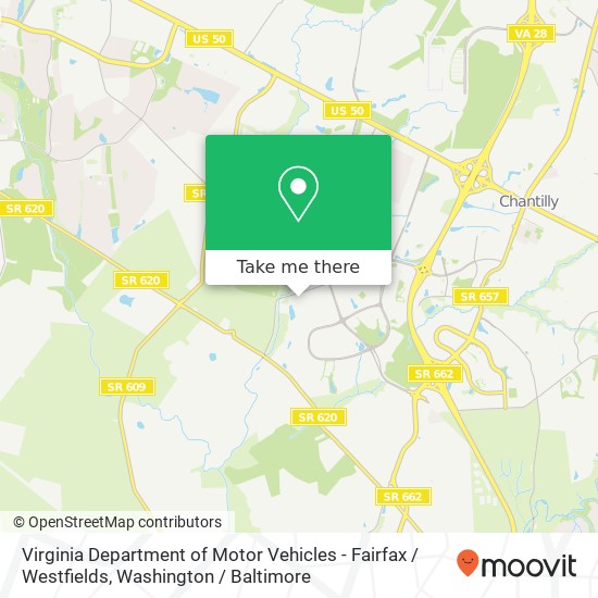 Mapa de Virginia Department of Motor Vehicles - Fairfax / Westfields, 14950 Northridge Dr