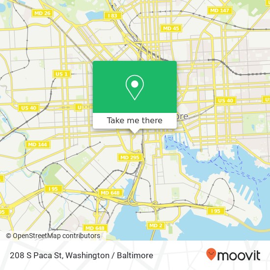 Mapa de 208 S Paca St, Baltimore, MD 21201