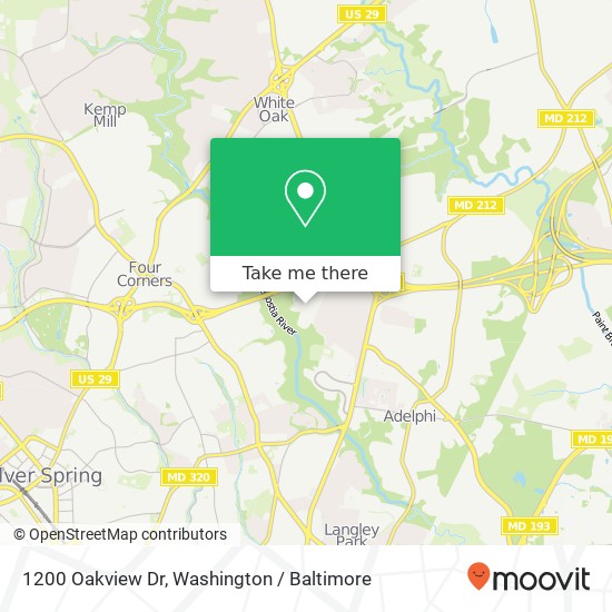 Mapa de 1200 Oakview Dr, Silver Spring, MD 20903