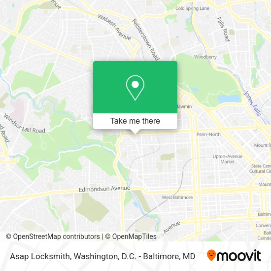 Mapa de Asap Locksmith