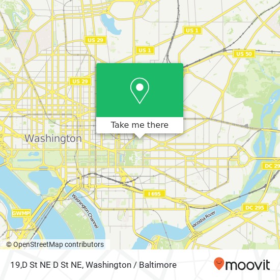 Mapa de 19,D St NE D St NE, Washington, DC 20002