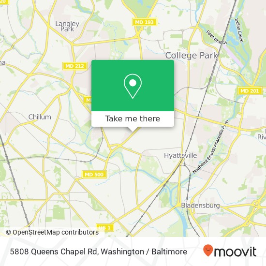 Mapa de 5808 Queens Chapel Rd, Hyattsville, MD 20782
