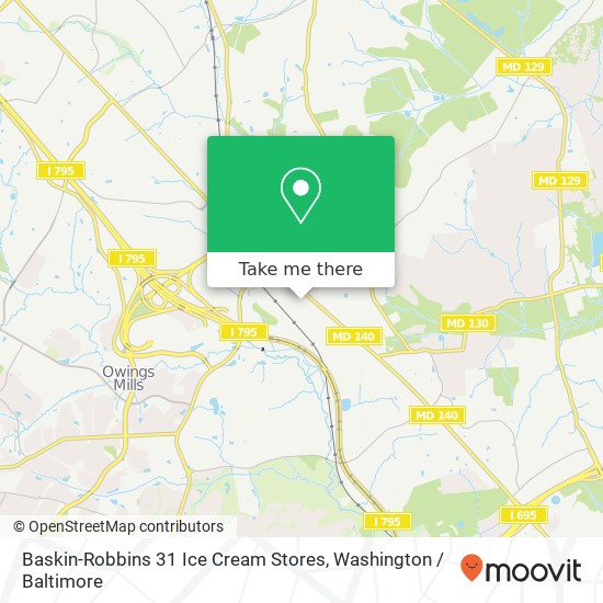 Mapa de Baskin-Robbins 31 Ice Cream Stores, 9900 Reisterstown Rd