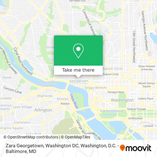Zara Georgetown, Washington DC map