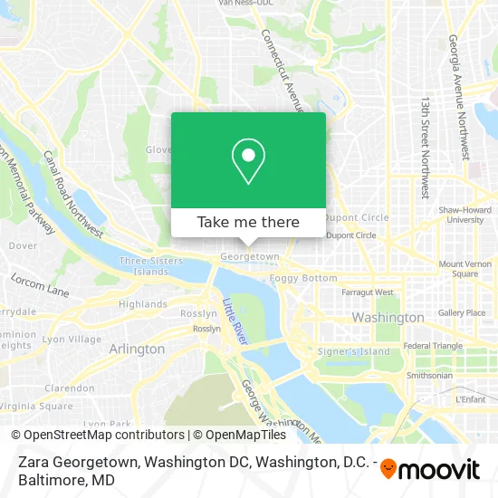 Mapa de Zara Georgetown, Washington DC