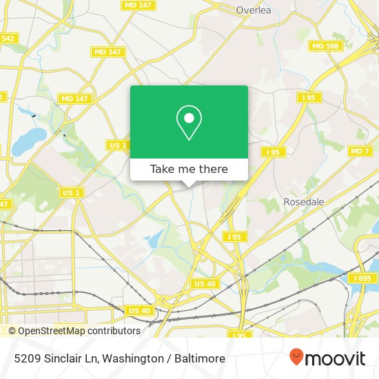Mapa de 5209 Sinclair Ln, Baltimore, MD 21206