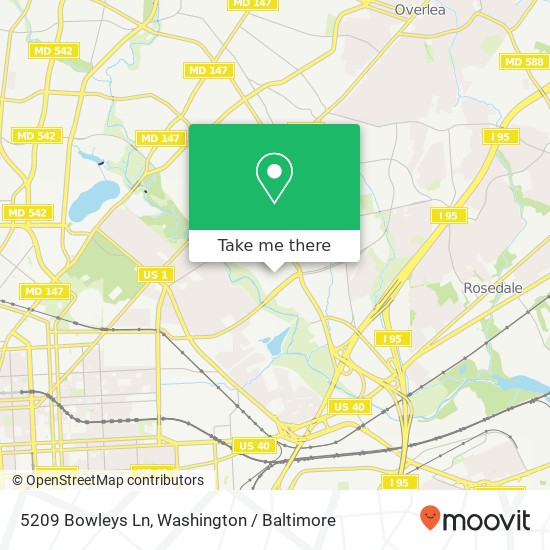 Mapa de 5209 Bowleys Ln, Baltimore, MD 21206