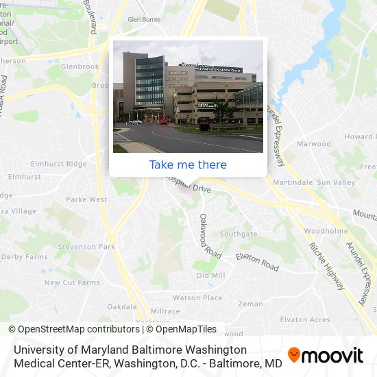 Mapa de University of Maryland Baltimore Washington Medical Center-ER