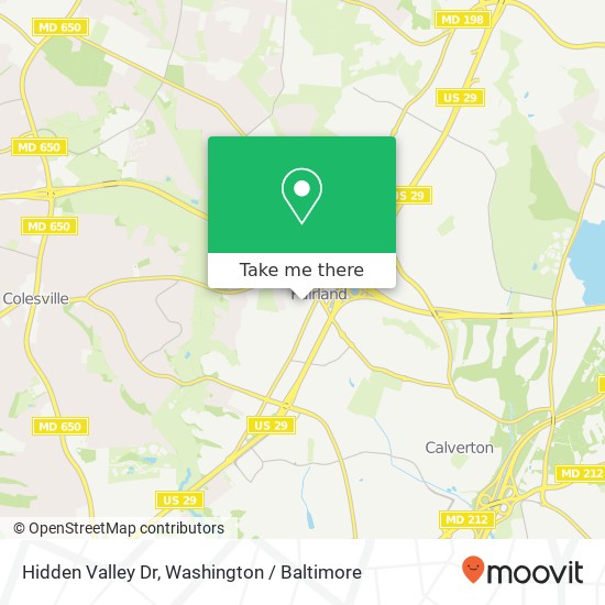 Mapa de Hidden Valley Dr, Silver Spring (SILVER SPRING), MD 20904