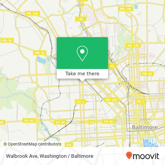 Mapa de Walbrook Ave, Baltimore, MD 21217