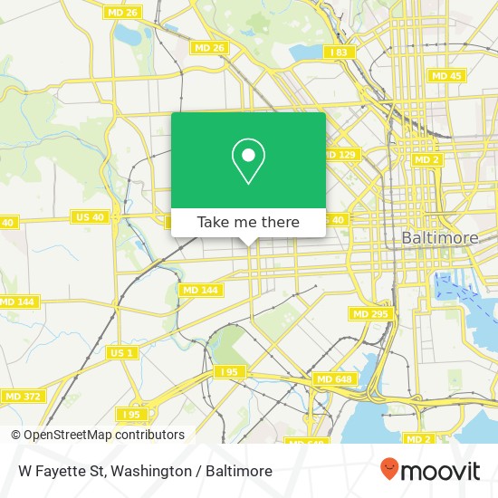 Mapa de W Fayette St, Baltimore, MD 21223