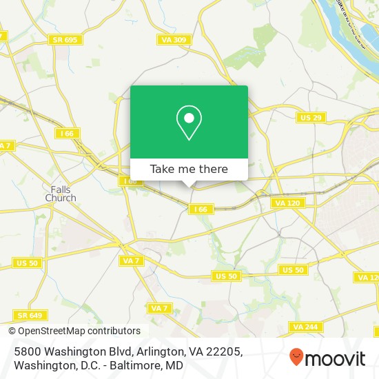 Mapa de 5800 Washington Blvd, Arlington, VA 22205