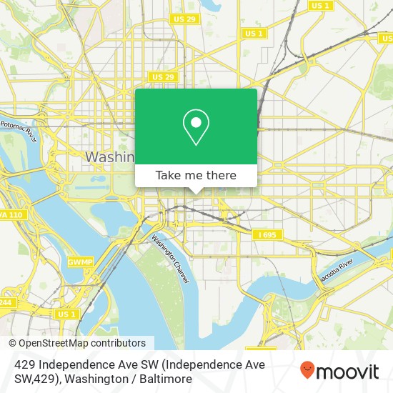Mapa de 429 Independence Ave SW (Independence Ave SW,429), Washington, DC 20024