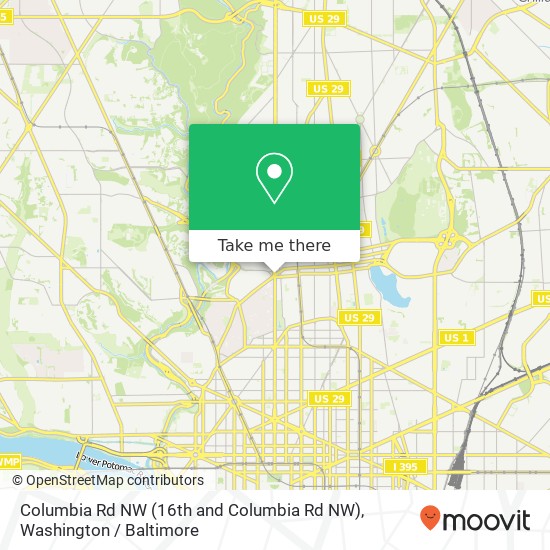 Mapa de Columbia Rd NW (16th and Columbia Rd NW), Washington, DC 20009