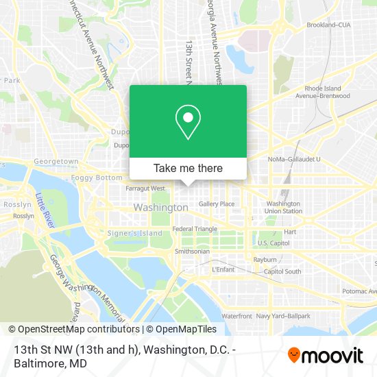 Mapa de 13th St NW (13th and h)