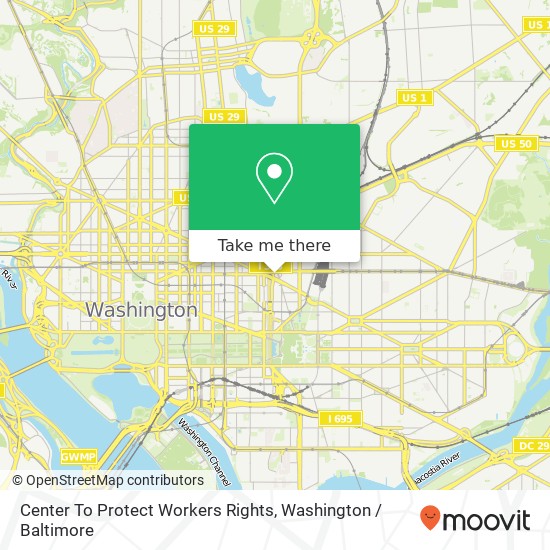 Mapa de Center To Protect Workers Rights, 111 Massachusetts Ave NW