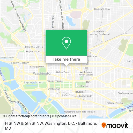 H St NW & 6th St NW map