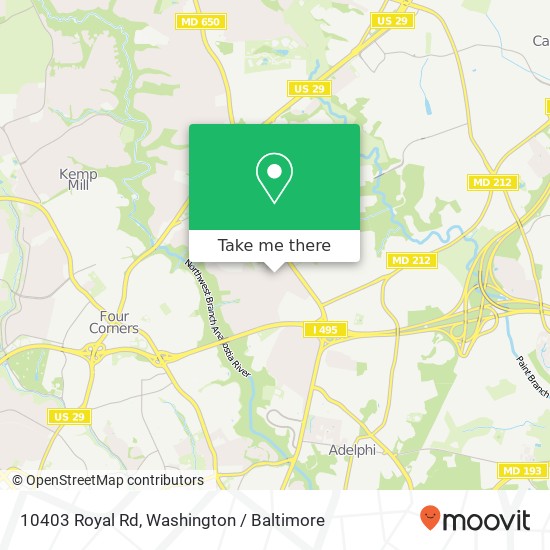 Mapa de 10403 Royal Rd, Silver Spring, MD 20903