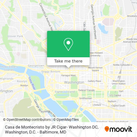Casa de Montecristo by JR Cigar- Washington DC map