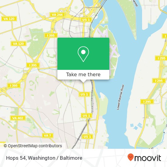Hops 54, 3625 Jefferson Davis Hwy map
