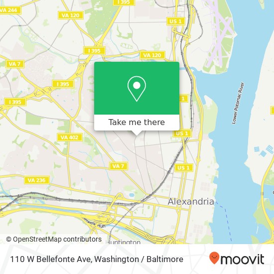 Mapa de 110 W Bellefonte Ave, Alexandria, VA 22301