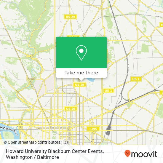 Mapa de Howard University Blackburn Center Events, 2397 6th St NW