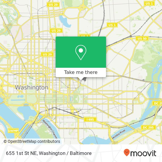 Mapa de 655 1st St NE, Washington, DC 20002