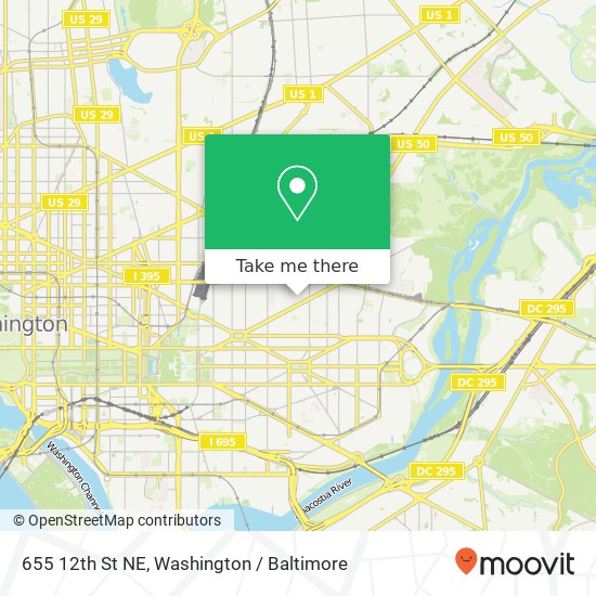 Mapa de 655 12th St NE, Washington, DC 20002