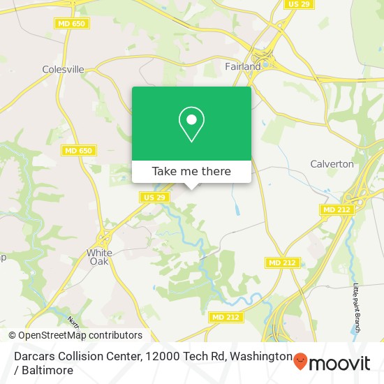 Darcars Collision Center, 12000 Tech Rd map