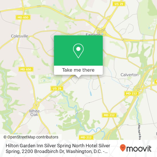 Mapa de Hilton Garden Inn Silver Spring North Hotel Silver Spring, 2200 Broadbirch Dr