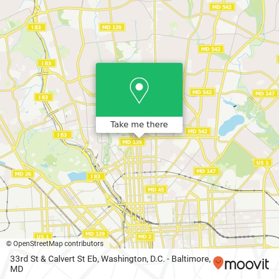33rd St & Calvert St Eb map